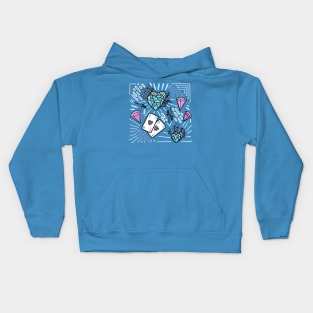 Blue and Pink Diamond Heart design Kids Hoodie